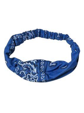 Blue Paisley Wide Headband Hair Accessory w/ Elastic Back